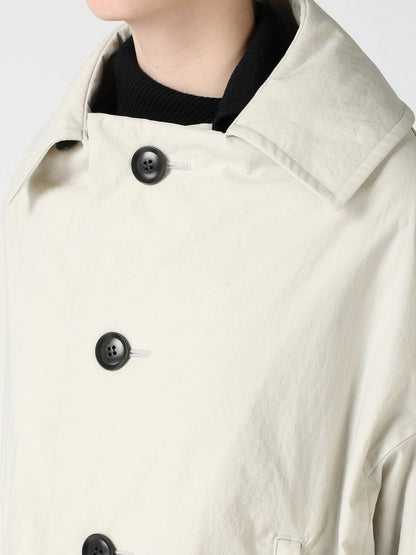 【Y's - ワイズ】 NYLON PADDED TASLAN OXFORD ARRANGED 3/4 SLEEVE COAT/ OFF WHITE (コート/オフホワイト)