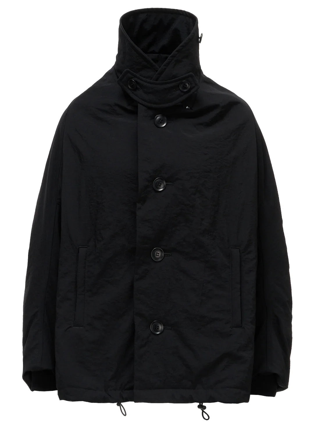 【Y's - ワイズ】 NYLON PADDED TASLAN OXFORD ARRANGED 3/4 SLEEVE COAT/ BLACK (コート/ブラック)