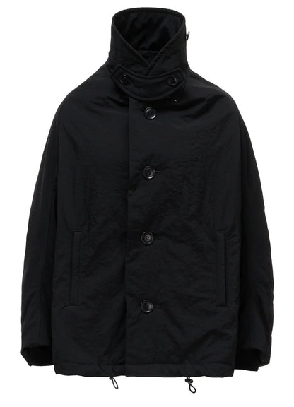 【Y's - ワイズ】 NYLON PADDED TASLAN OXFORD ARRANGED 3/4 SLEEVE COAT/ BLACK (コート/ブラック)