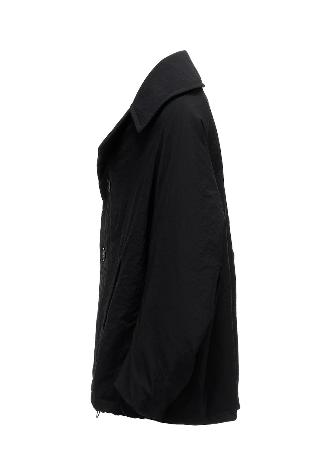 【Y's - ワイズ】 NYLON PADDED TASLAN OXFORD ARRANGED 3/4 SLEEVE COAT/ BLACK (コート/ブラック)