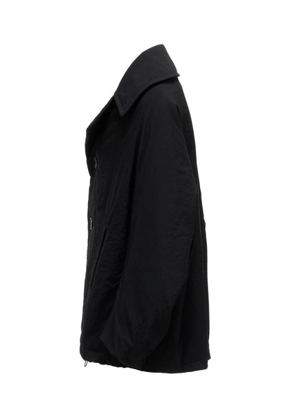 【Y's - ワイズ】 NYLON PADDED TASLAN OXFORD ARRANGED 3/4 SLEEVE COAT/ BLACK (コート/ブラック)