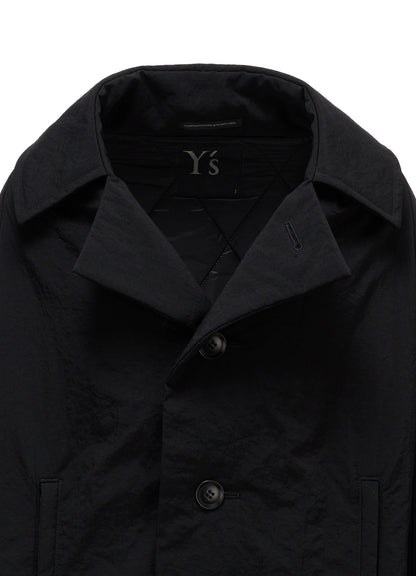 【Y's - ワイズ】 NYLON PADDED TASLAN OXFORD ARRANGED 3/4 SLEEVE COAT/ BLACK (コート/ブラック)