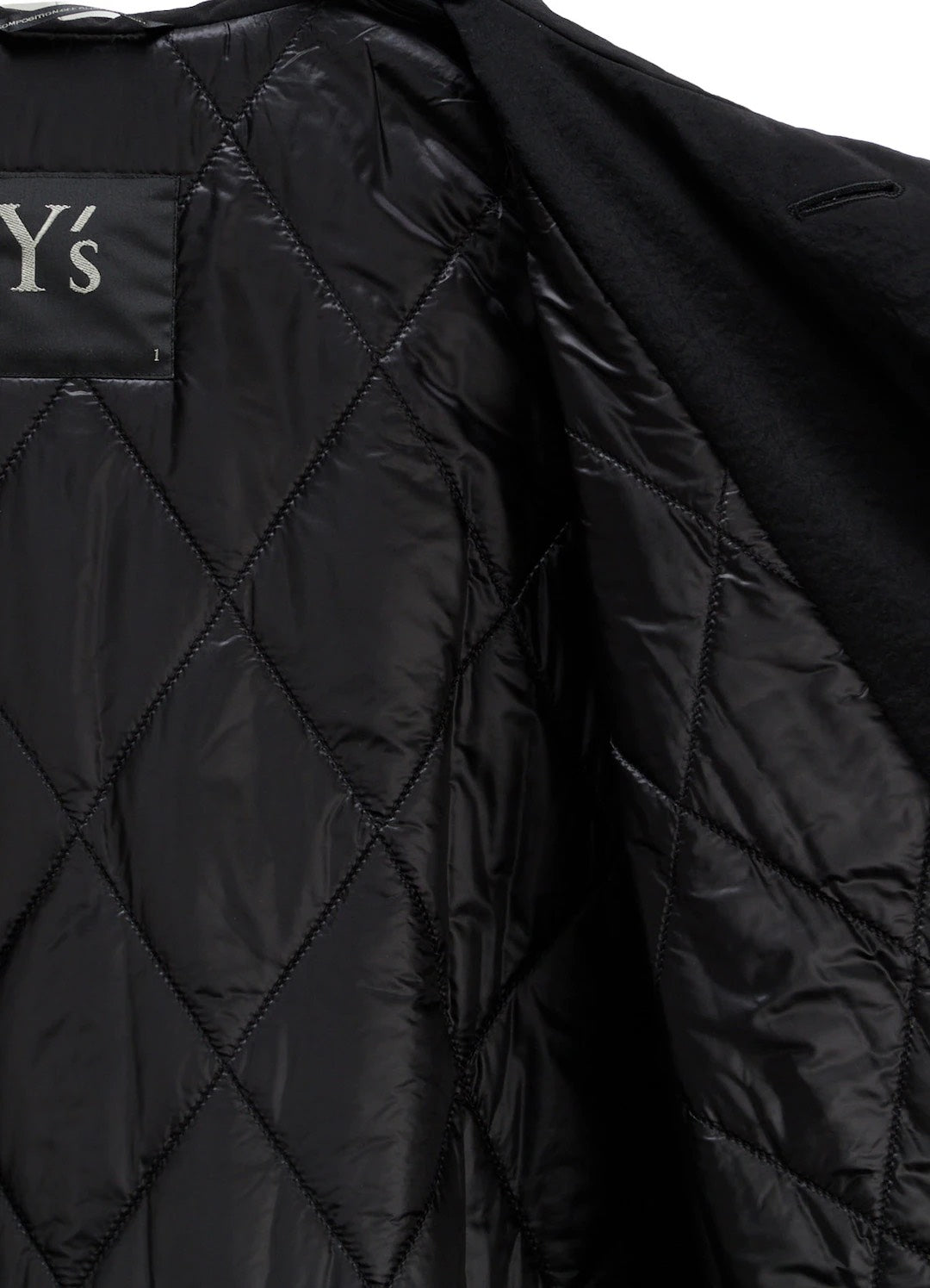 【Y's - ワイズ】 NYLON PADDED TASLAN OXFORD STAND HOODIE COAT / BLACK (コート/ブラック)
