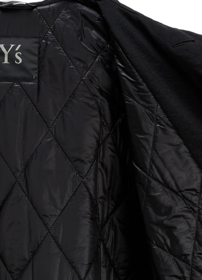 【Y's - ワイズ】 NYLON PADDED TASLAN OXFORD STAND HOODIE COAT / BLACK (コート/ブラック)