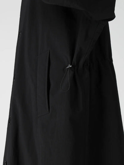 【Y's - ワイズ】 NYLON PADDED TASLAN OXFORD STAND HOODIE COAT / BLACK (コート/ブラック)