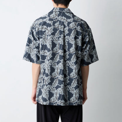【White Mountaineering - ホワイトマウンテニアリング】BOTANICAL PATTERN OPEN COLLAR SHIRT (シャツ/CHARCOAL)