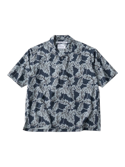 【White Mountaineering - ホワイトマウンテニアリング】BOTANICAL PATTERN OPEN COLLAR SHIRT (シャツ/CHARCOAL)
