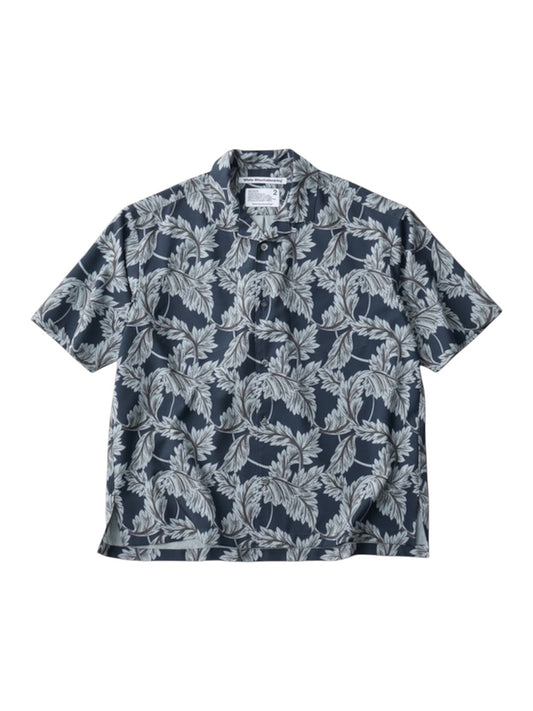 【White Mountaineering - ホワイトマウンテニアリング】BOTANICAL PATTERN OPEN COLLAR SHIRT (シャツ/CHARCOAL)