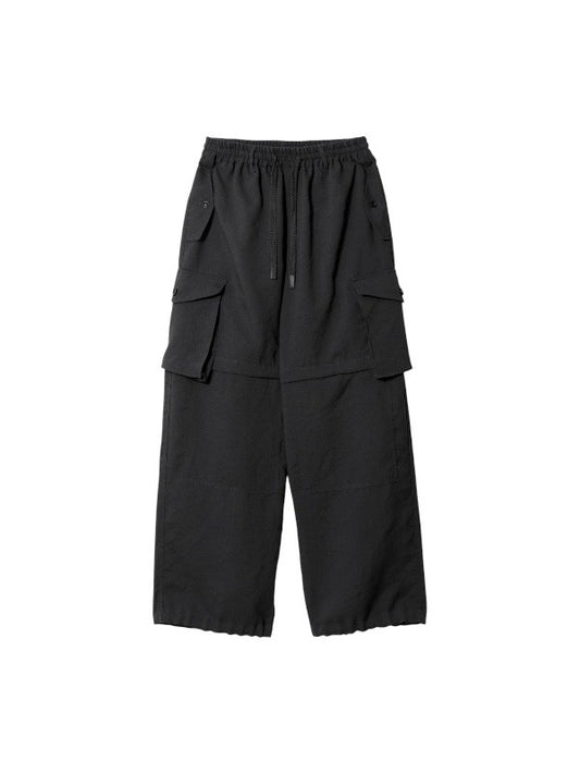 【beautiful people - ビューティフルピープル】polyester panama length change pants / BLACK (カーゴパンツ/ブラック）