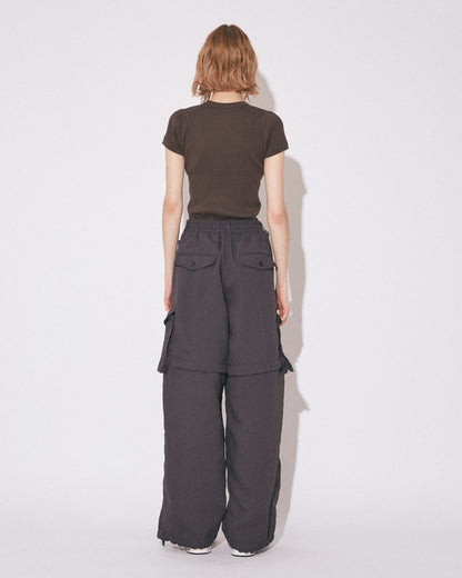 【beautiful people - ビューティフルピープル】polyester panama length change pants / BLACK (カーゴパンツ/ブラック）