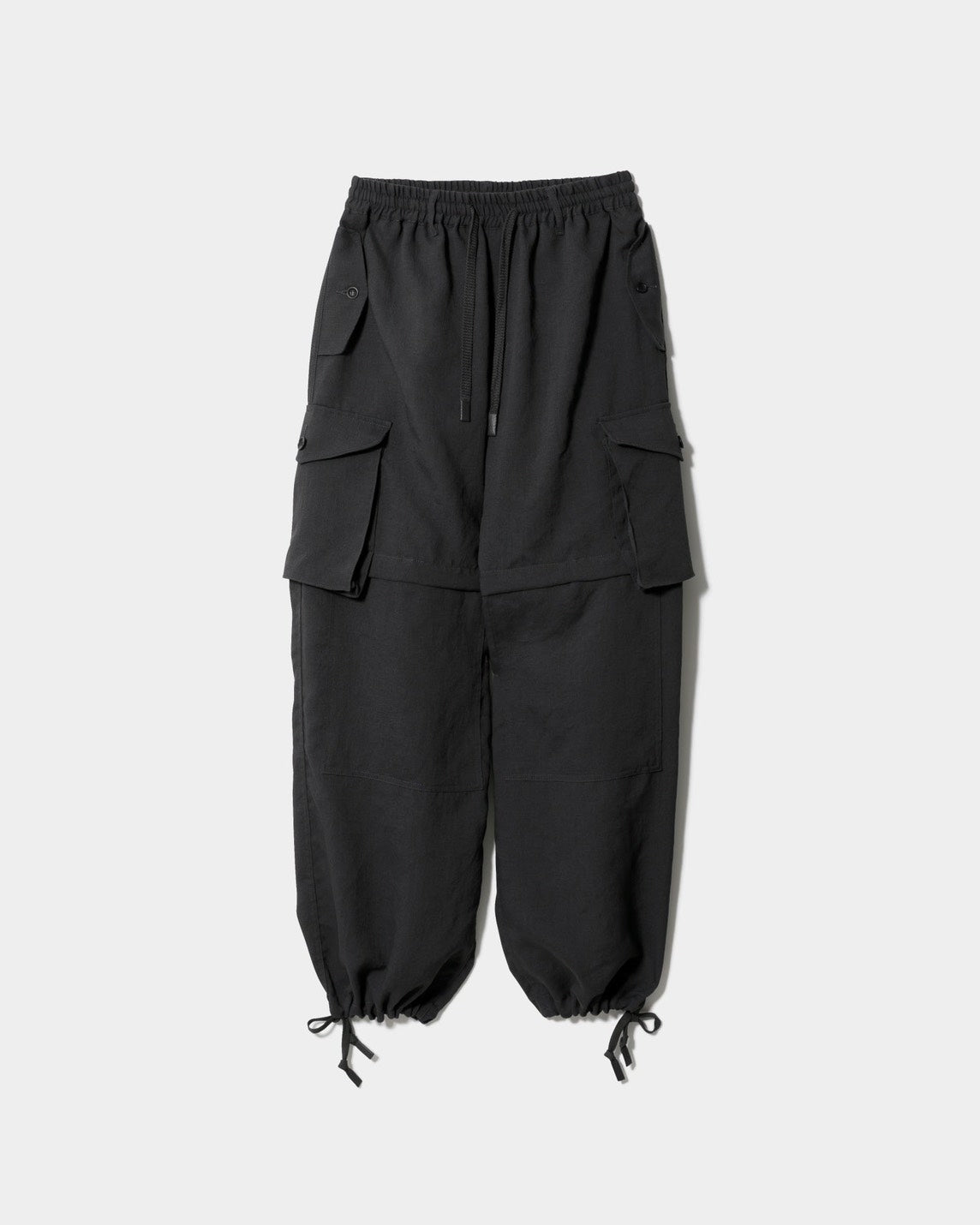 【beautiful people - ビューティフルピープル】polyester panama length change pants / BLACK (カーゴパンツ/ブラック）