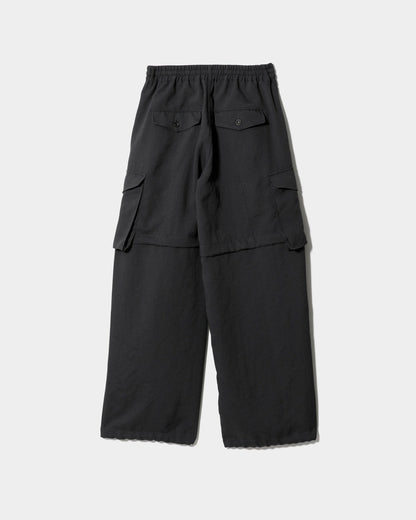 【beautiful people - ビューティフルピープル】polyester panama length change pants / BLACK (カーゴパンツ/ブラック）
