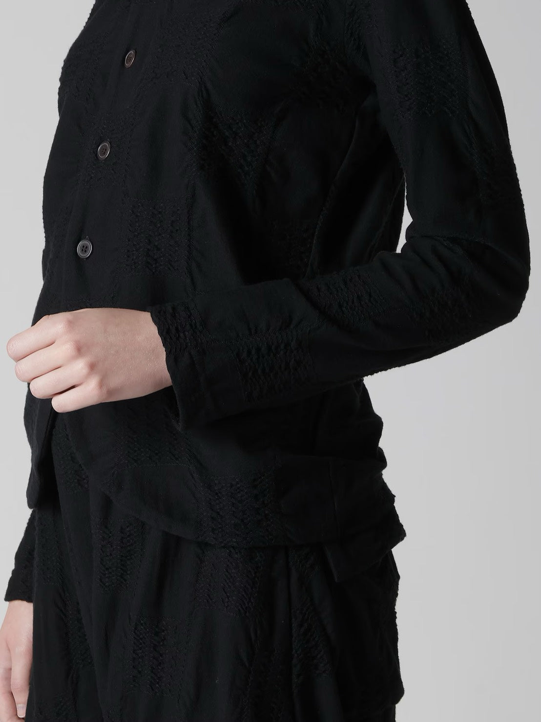 【Y's - ワイズ】BLOCK TUCK JQ 5-BUTTON CARDIGAN / BLACK (カーディガン/ブラック)