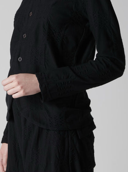 【Y's - ワイズ】BLOCK TUCK JQ 5-BUTTON CARDIGAN / BLACK (カーディガン/ブラック)