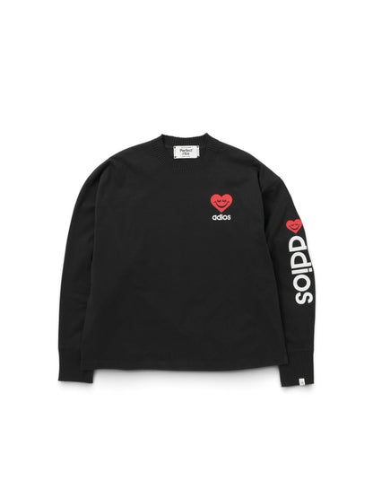 【Perfect ribs®×A LOVE MOVEMENT】"Heart adios" Basic Long Sleeve T shirts / Black(Tシャツ/ブラック)