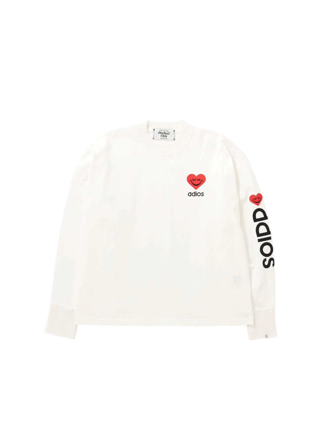 【Perfect ribs®×A LOVE MOVEMENT】"Heart adios" Basic Long Sleeve T shirts / White(Tシャツ/ホワイト)