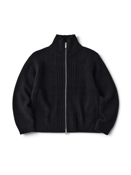 【White Mountaineering - ホワイトマウンテニアリング】RACCOON DRIVER'S KNIT BLOUSON / BLACK (ドライバーズニット/ブラック)