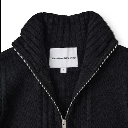 【White Mountaineering - ホワイトマウンテニアリング】RACCOON DRIVER'S KNIT BLOUSON / BLACK (ドライバーズニット/ブラック)