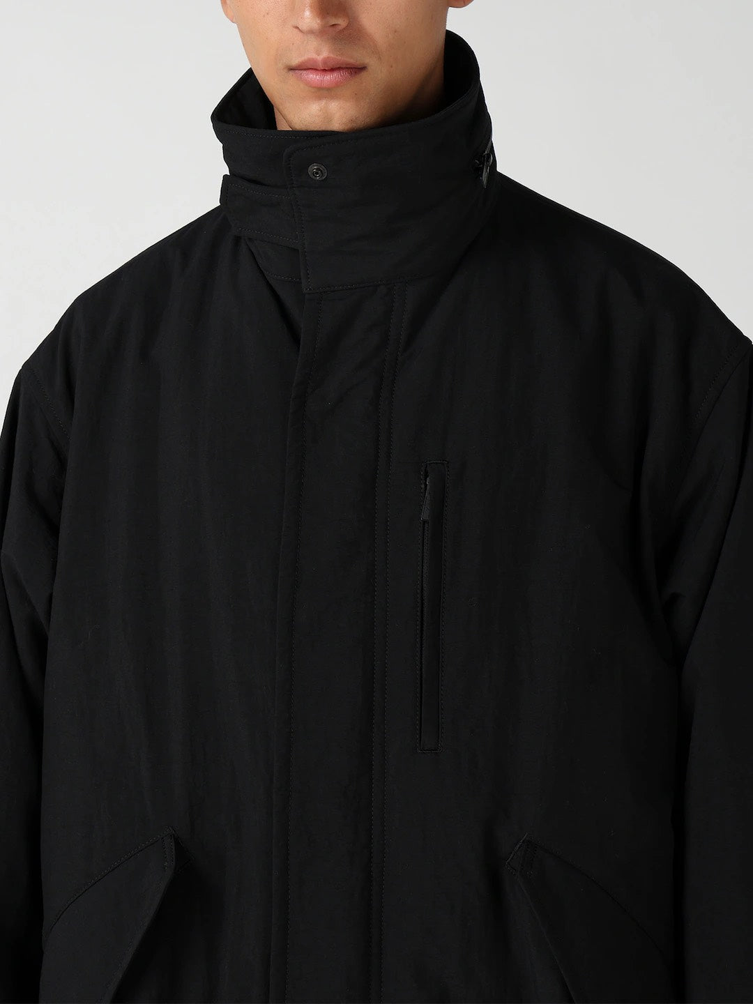【Y's for men-ワイズフォーメン】NYLON TASLAN MOD COAT WITH THINSULATE / BLACK(コート/ブラック)