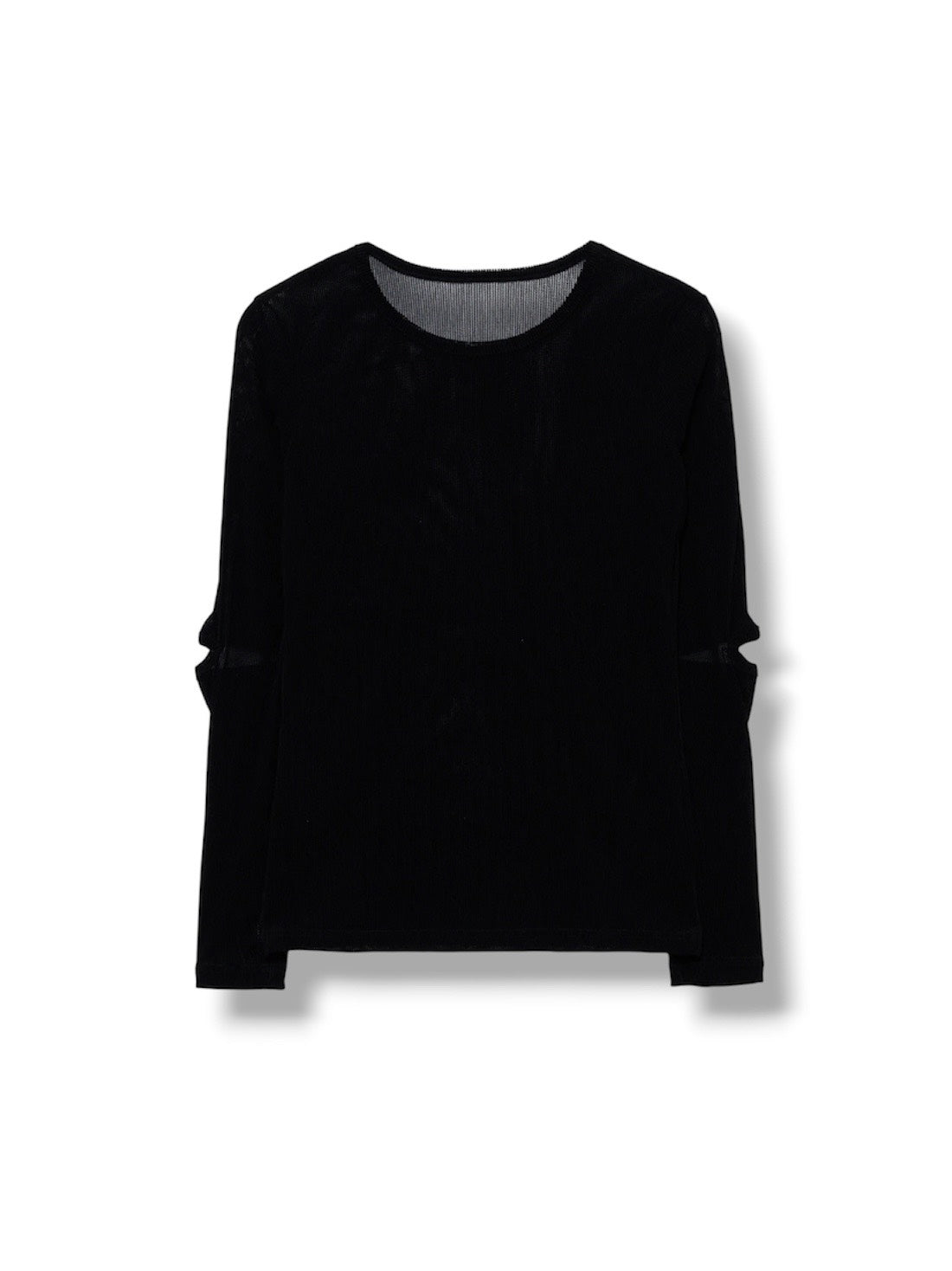 【Ground Y - グラウンドワイ】FLOCKED STRIPE ELBOW-CUT TULLE / BLACK(チュール/ブラック)