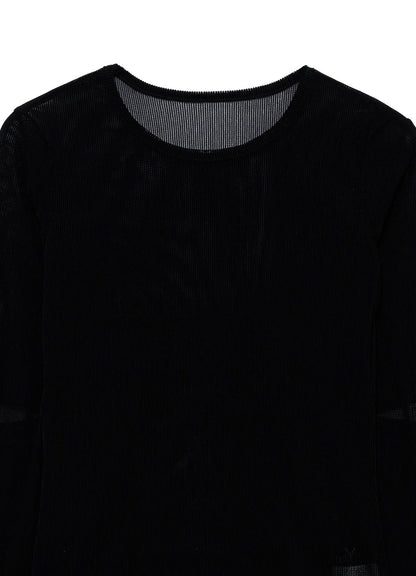 【Ground Y - グラウンドワイ】FLOCKED STRIPE ELBOW-CUT TULLE / BLACK(チュール/ブラック)