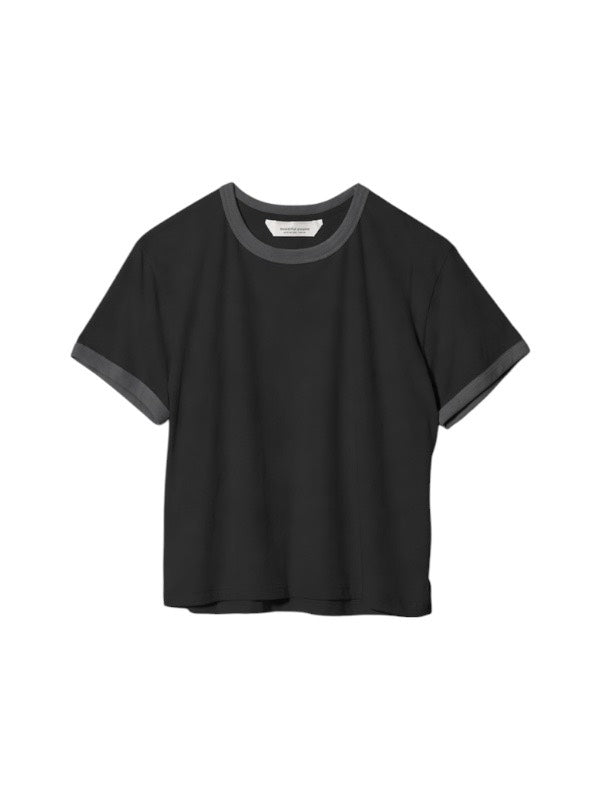 【beautiful people - ビューティフルピープル】dry touch jersey KIDS ringer T/BLACK (半袖Ｔシャツ/ブラック)