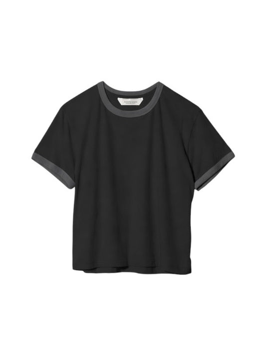 【beautiful people - ビューティフルピープル】dry touch jersey KIDS ringer T/BLACK (半袖Ｔシャツ/ブラック)