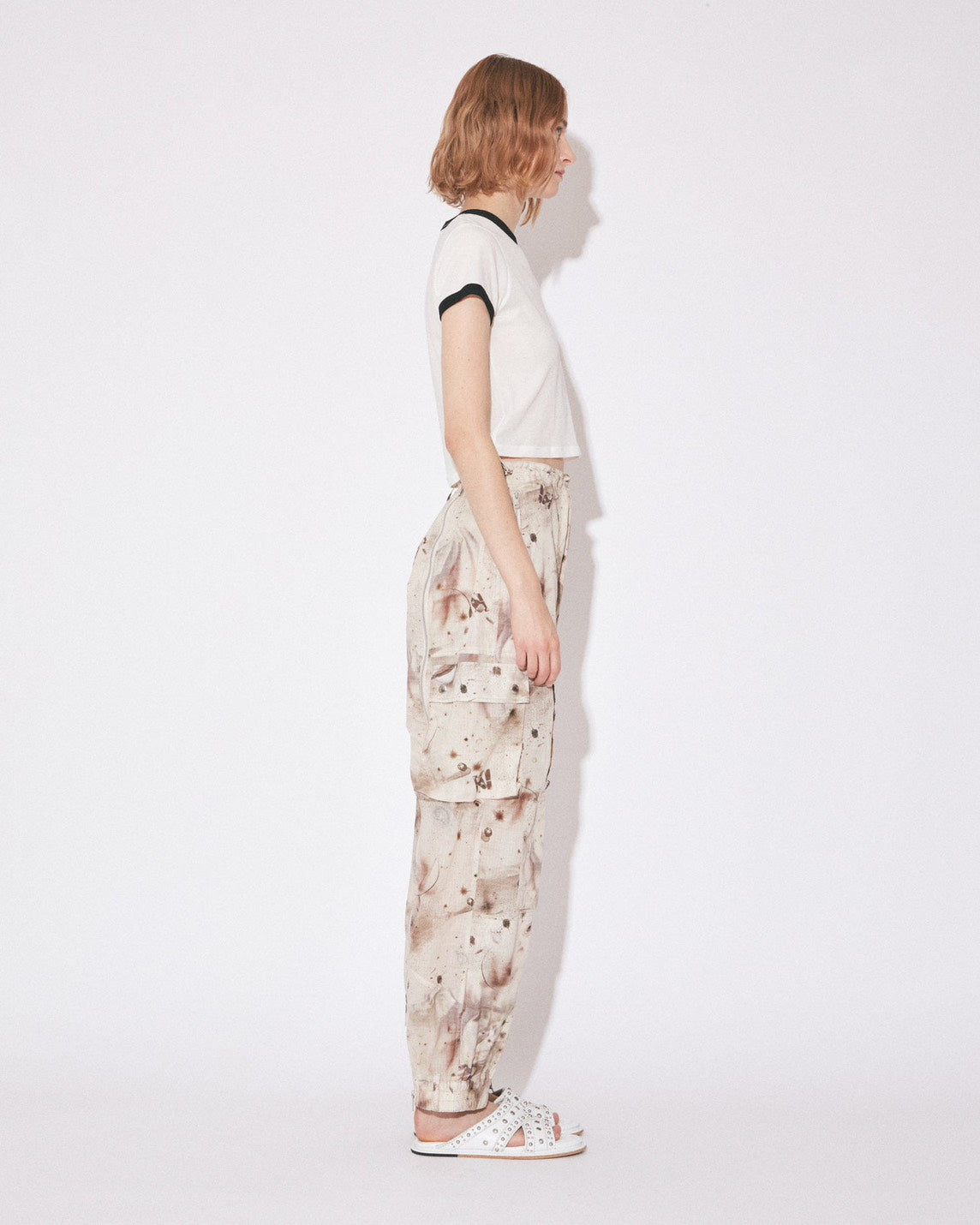 【beautiful people - ビューティフルピープル】dry touch jersey KIDS ringer T/OFF WHITE (半袖Ｔシャツ/オフホワイト)