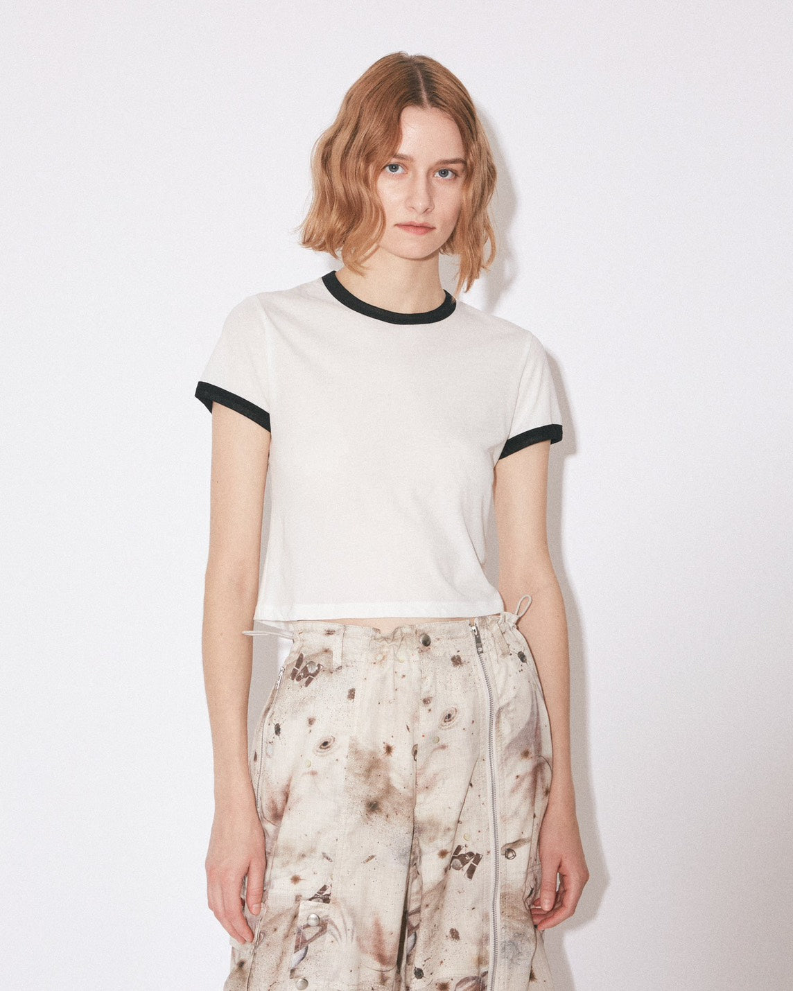 【beautiful people - ビューティフルピープル】dry touch jersey KIDS ringer T/OFF WHITE (半袖Ｔシャツ/オフホワイト)