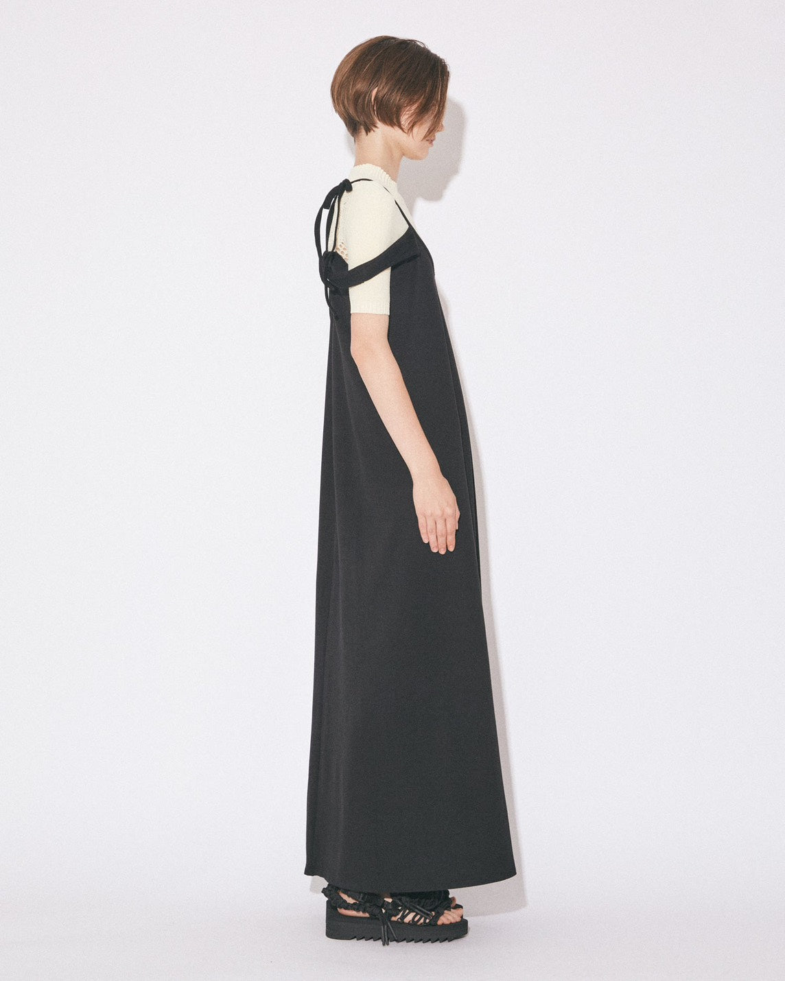 【beautiful people - ビューティフルピープル】double-end suvin compact jersey dress/ BLACK（ドレス/ブラック)