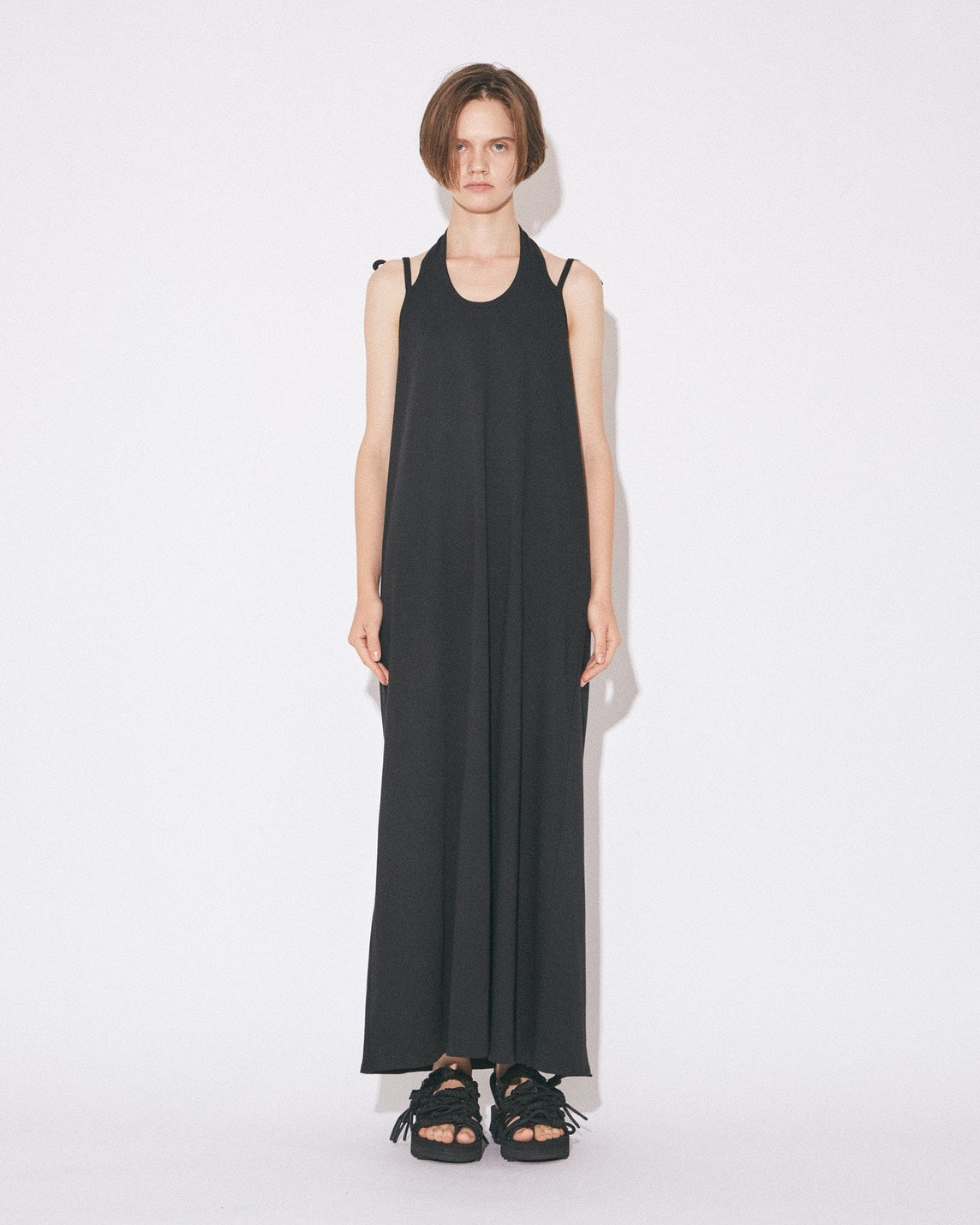 【beautiful people - ビューティフルピープル】double-end suvin compact jersey dress/ BLACK（ドレス/ブラック)