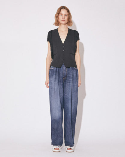 【beautiful people - ビューティフルピープル】left hand twilldenim wide pants vintage / INDIGO（デニム/インディゴ)