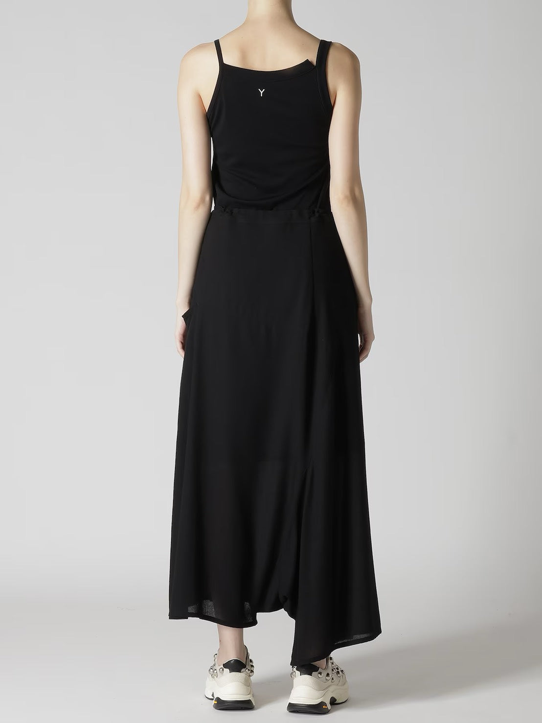 【Y's - ワイズ】RY/NY GAUZE ASYMMETRIC PANTS WITH GUSSET / BLACK (スカート/ブラック)
