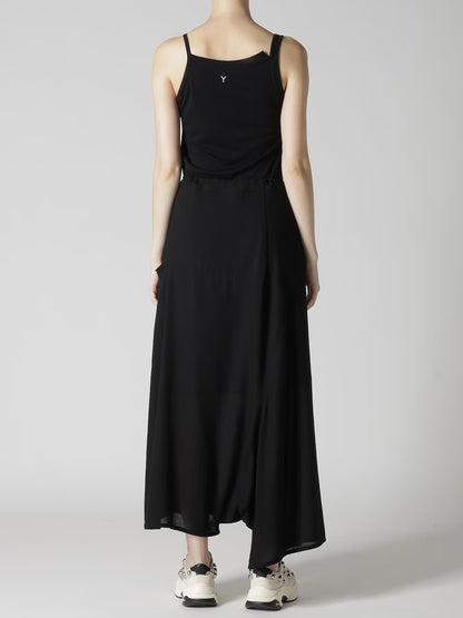 【Y's - ワイズ】RY/NY GAUZE ASYMMETRIC PANTS WITH GUSSET / BLACK (スカート/ブラック)