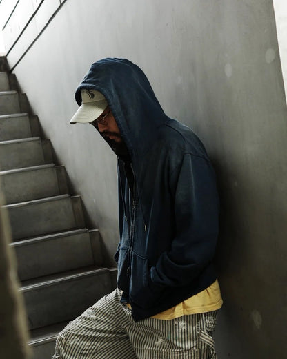 【ANACHRONORM - アナクロノーム】FADED FULL ZIP HOODIE / NAVY (パーカー/ネイビー)