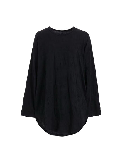 【Ground Y - グラウンドワイ】CATCH WASHER HEM ROUND JUMBO T-SHIRT LONG SLEEVES / BLACK(Tシャツ/ブラック)