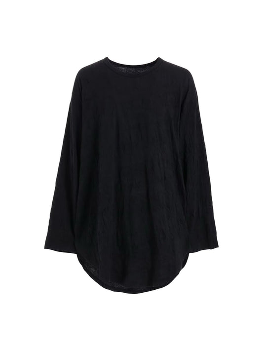 【Ground Y - グラウンドワイ】CATCH WASHER HEM ROUND JUMBO T-SHIRT LONG SLEEVES / BLACK(Tシャツ/ブラック)