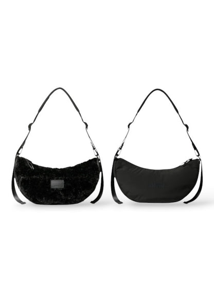 【beautiful people - ビューティフルピープル】PERTEX & boa shoulder bag / BLACK (ショルダーバッグ/ブラック)