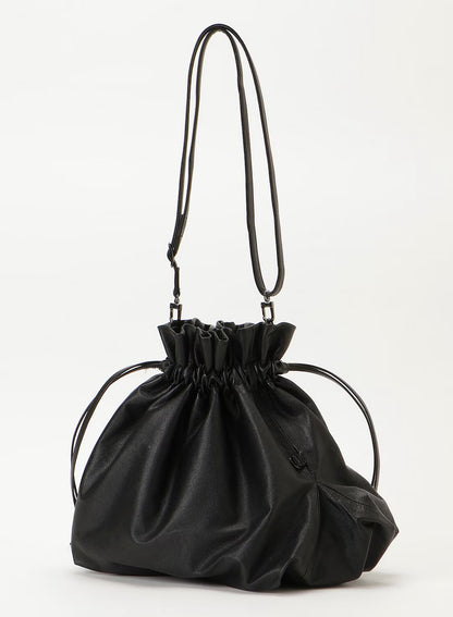 【Discord Yohji Yamamoto - ディスコード ヨウジヤマモト】 Unevenness drawstring shoulder / BLACK (バッグ/ブラック)