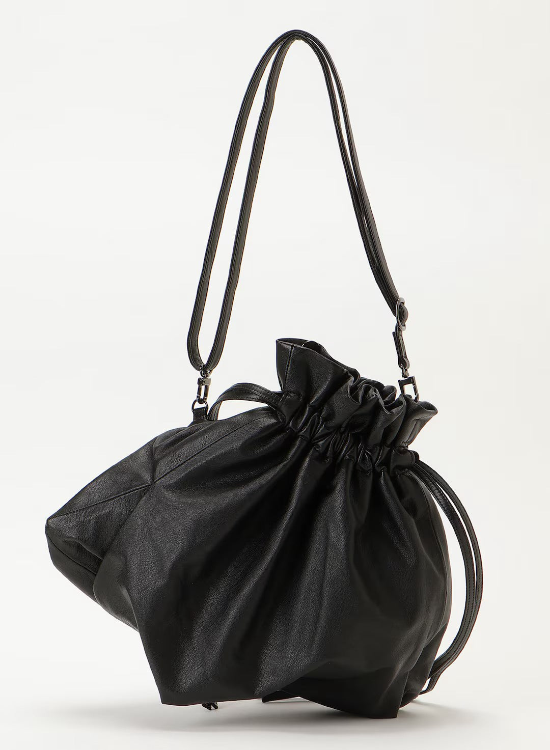 【Discord Yohji Yamamoto - ディスコード ヨウジヤマモト】 Unevenness drawstring shoulder / BLACK (バッグ/ブラック)