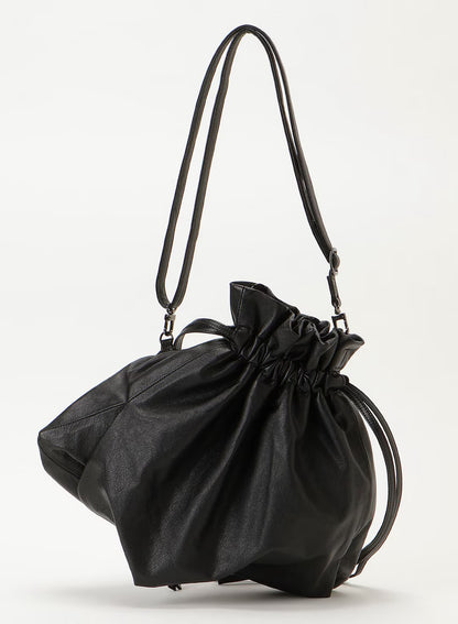 【Discord Yohji Yamamoto - ディスコード ヨウジヤマモト】 Unevenness drawstring shoulder / BLACK (バッグ/ブラック)