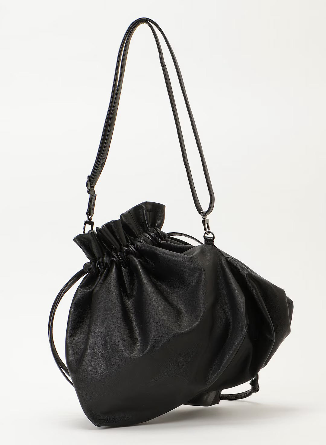 【Discord Yohji Yamamoto - ディスコード ヨウジヤマモト】 Unevenness drawstring shoulder / BLACK (バッグ/ブラック)