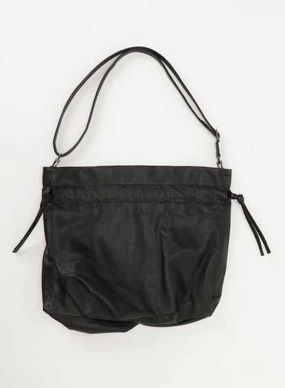 【Discord Yohji Yamamoto - ディスコード ヨウジヤマモト】 Unevenness drawstring shoulder / BLACK (バッグ/ブラック)