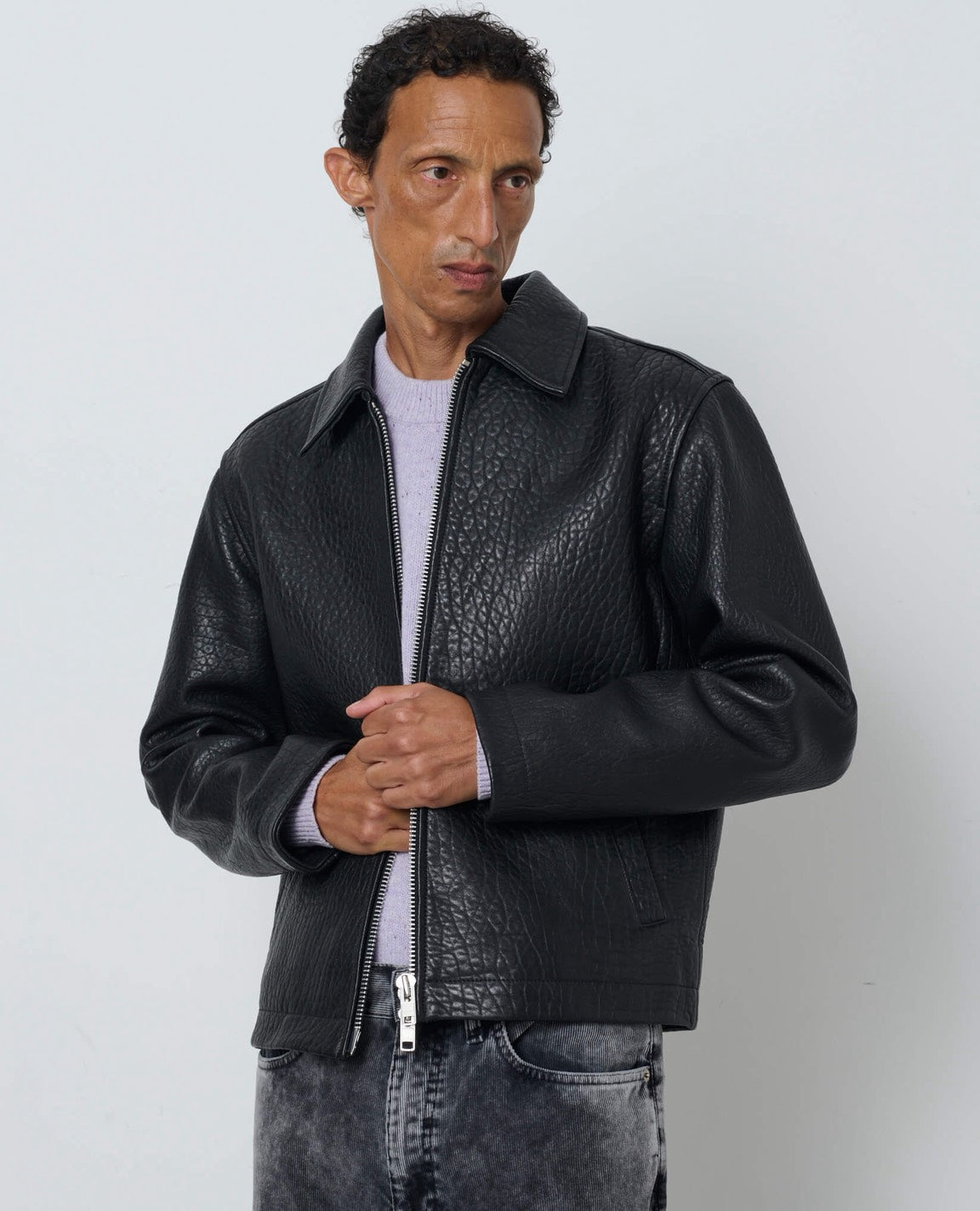 【SUN FLOWER - サンフラワー】Short Leather Jacket  / Black (ジャケット/ブラック)