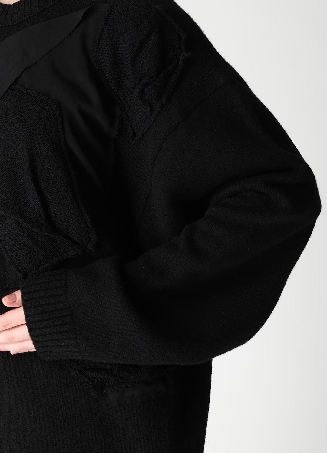 【Y's - ワイズ】 7G JERSEY PATCH APPLIQUE KNIT PULLOVER/ BLACK (ニット/ブラック)