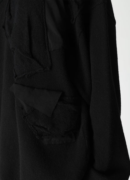 【Y's - ワイズ】 7G JERSEY PATCH APPLIQUE KNIT PULLOVER/ BLACK (ニット/ブラック)