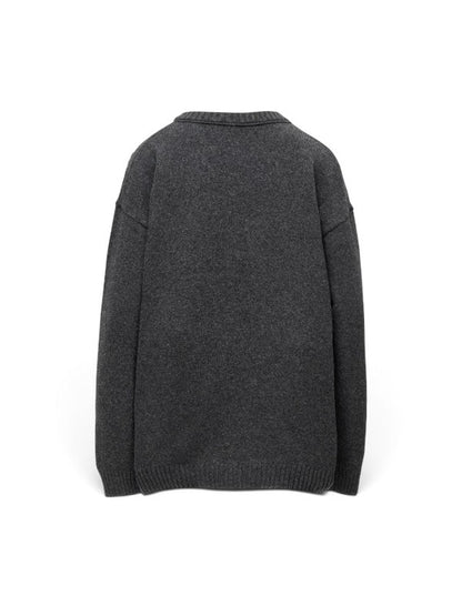 【Y's - ワイズ】 7G JERSEY PATCH APPLIQUE KNIT PULLOVER/ CHARCOAL (ニット/チャコール)