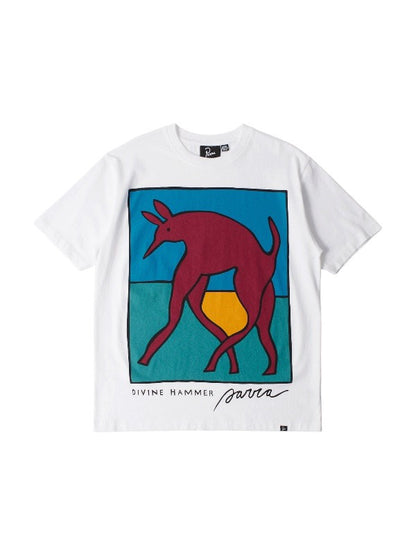 【by Parra - バイパラ】Bear dog hammer T-SHIRT / WHITE (Tシャツ/ホワイト)