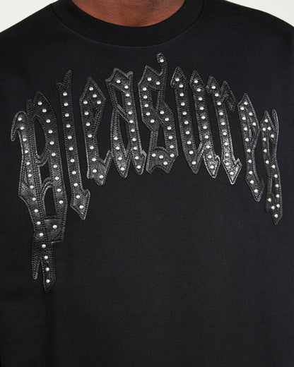 【PLEASURES - プレジャーズ】TWITCH STUDDED CREWNECK / BLACK (Tシャツ/ブラック)