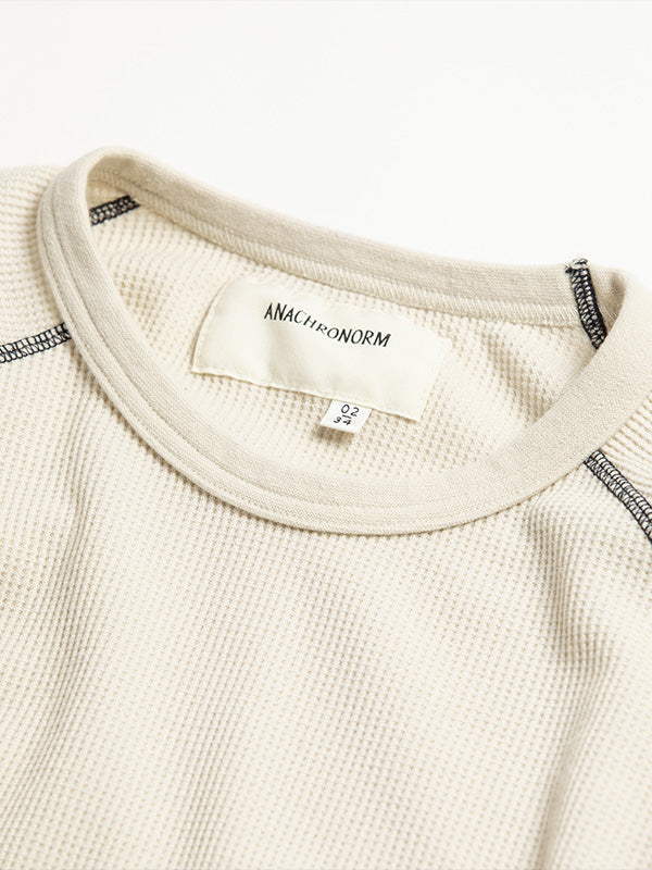 【ANACHRONORM - アナクロノーム】AN370 DESIGN STITCH WAFFLE L/S T-S / BEIGE (Tシャツ/ベージュ)